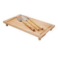 Tabua 35x60cm Em Madeira Com Pés Para Churrasco Com Talheres